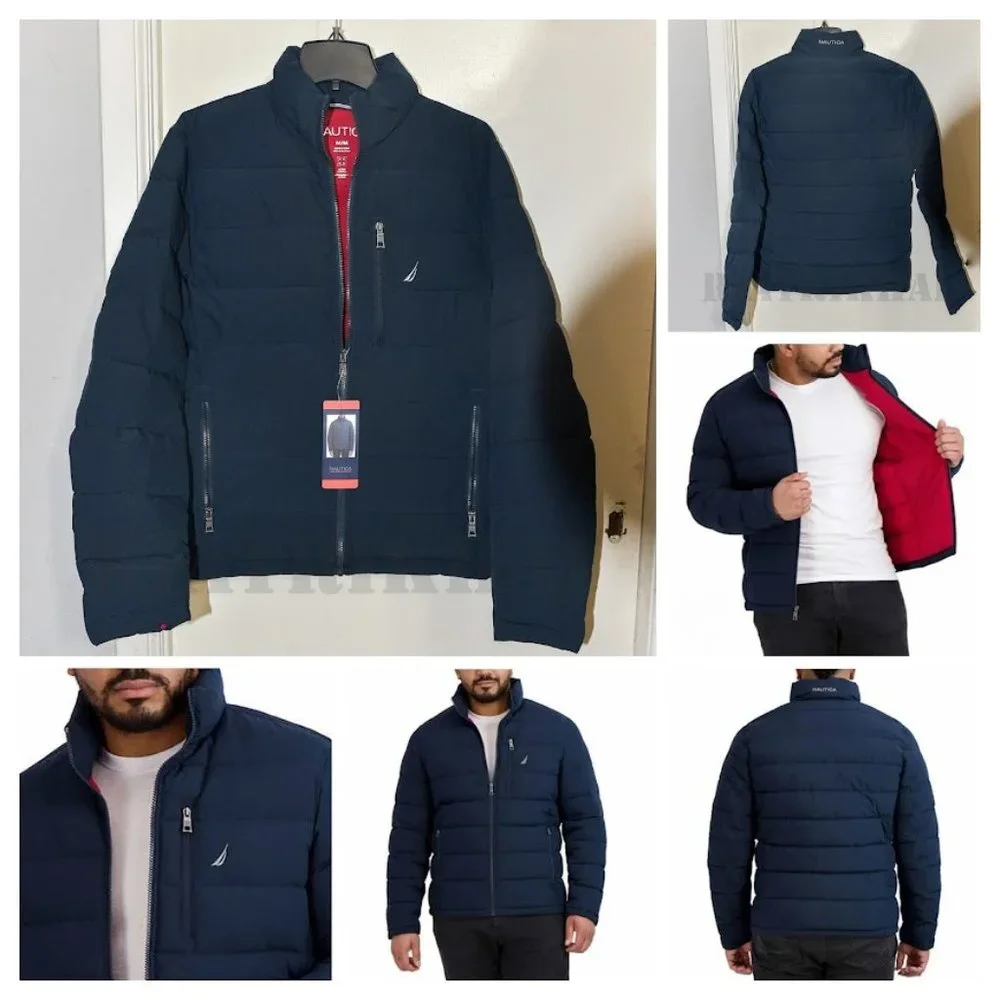 NWT Nautica Men’s Quilted Puffer Jacket BLUE - Picture 1 of 10